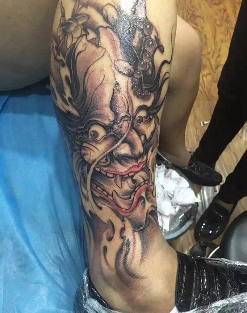 小腿般若纹身图片