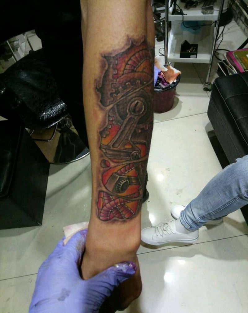 机械彩色纹身图片