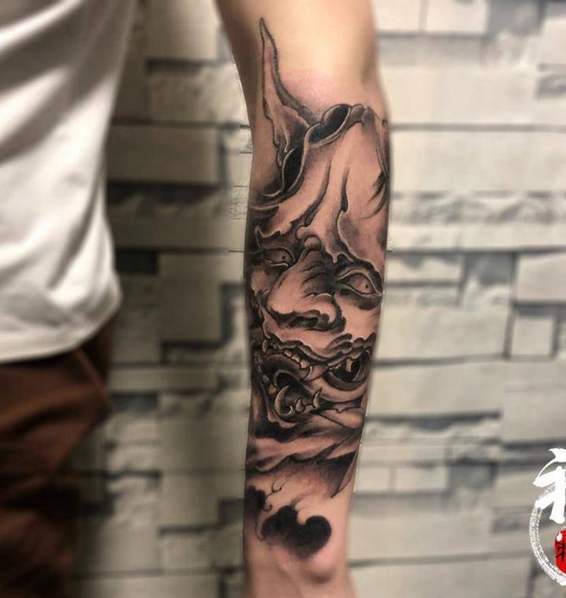 般若纹身图片_成品手臂鬼神纹身图案