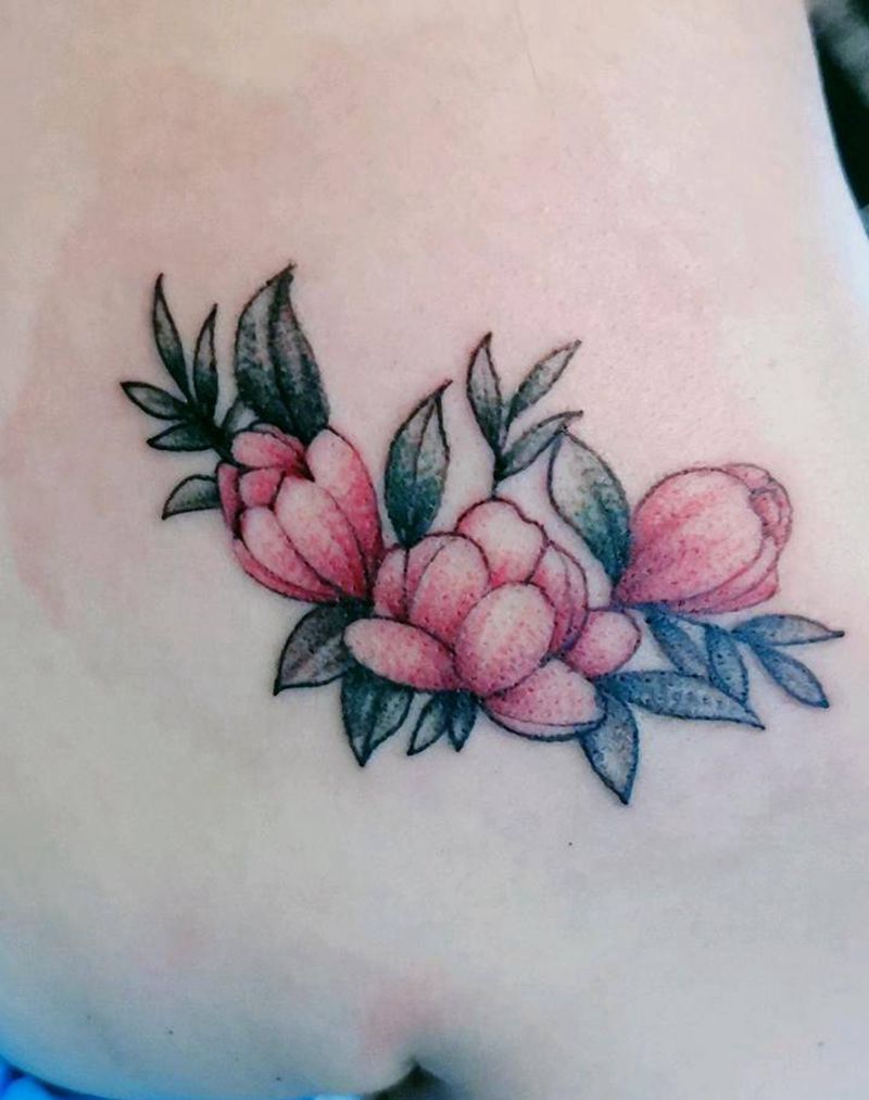 彩色素花纹身图片_手臂手部点刺纹身图案