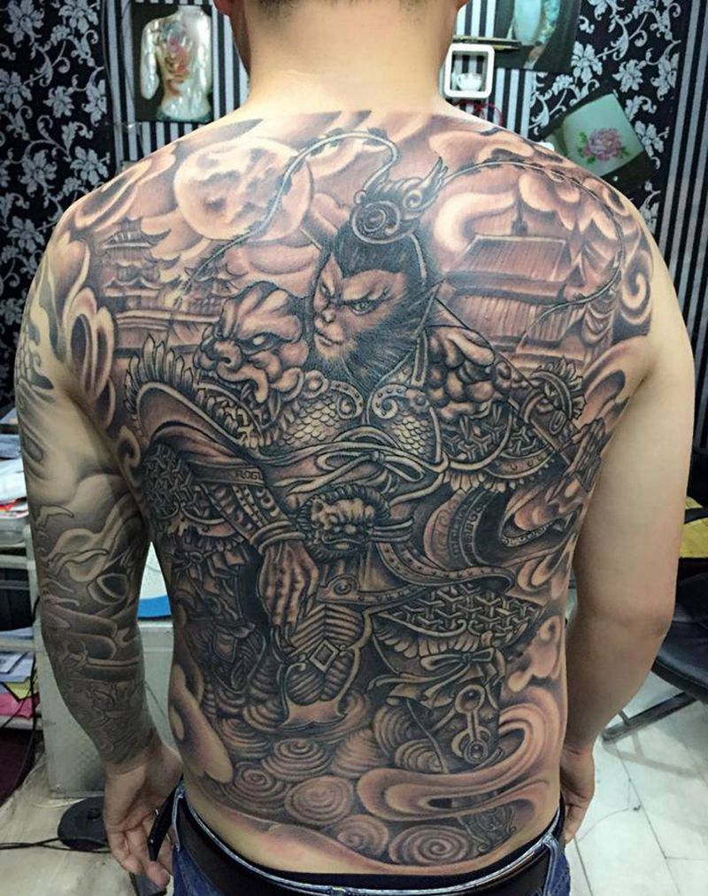 斗战胜佛纹身图片_背部传统成品人物纹身图案