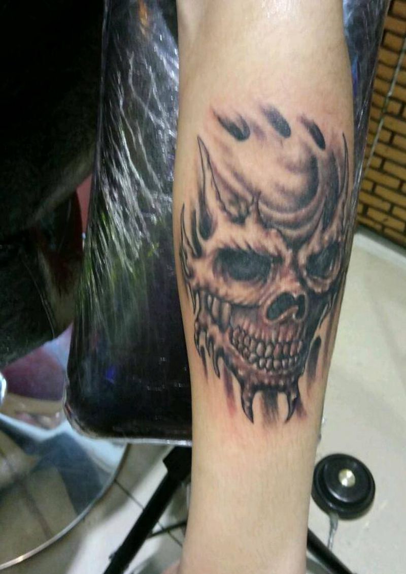 骷髅纹身图片_手臂传统鬼神廊坊纹身廊坊魅力廊坊万达万达纹身成品纹身图案