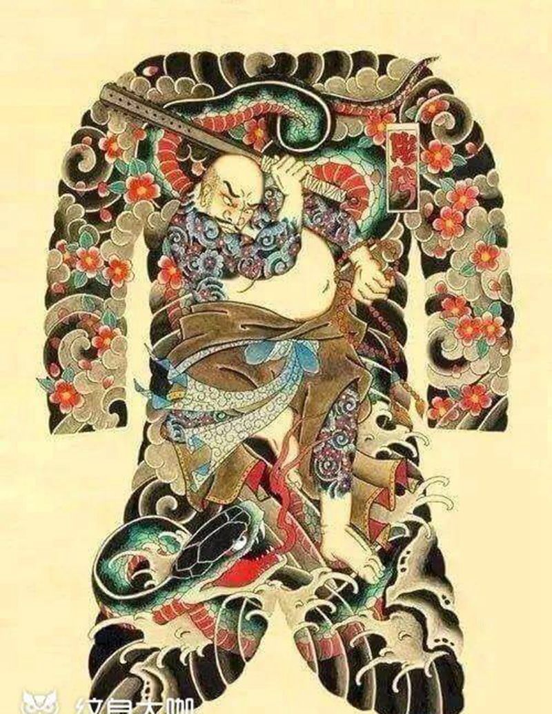 日式满背纹身图片_背部老传统纹身图案