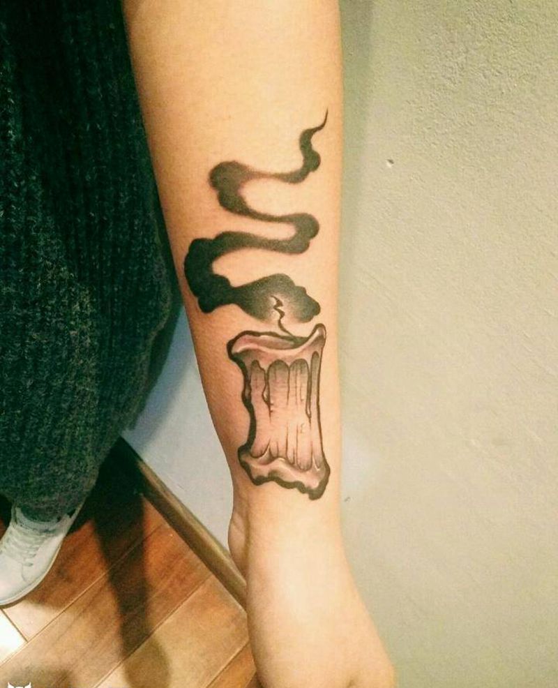 欧美蜡烛纹身图片_手臂欧美静物成品纹身图案