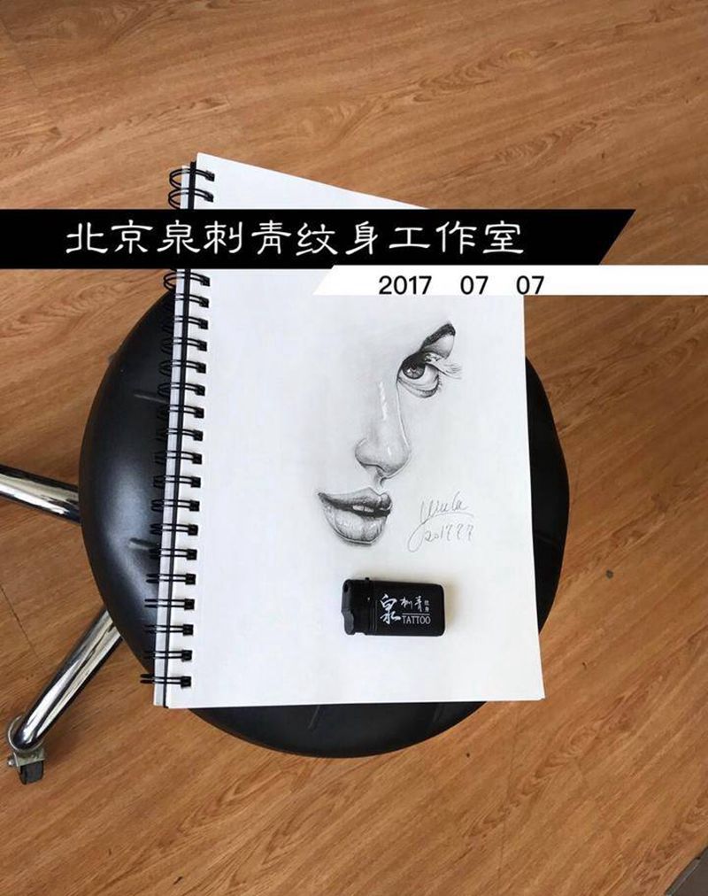 素描手稿纹身图片_手稿插画写实人物植物纹身图案
