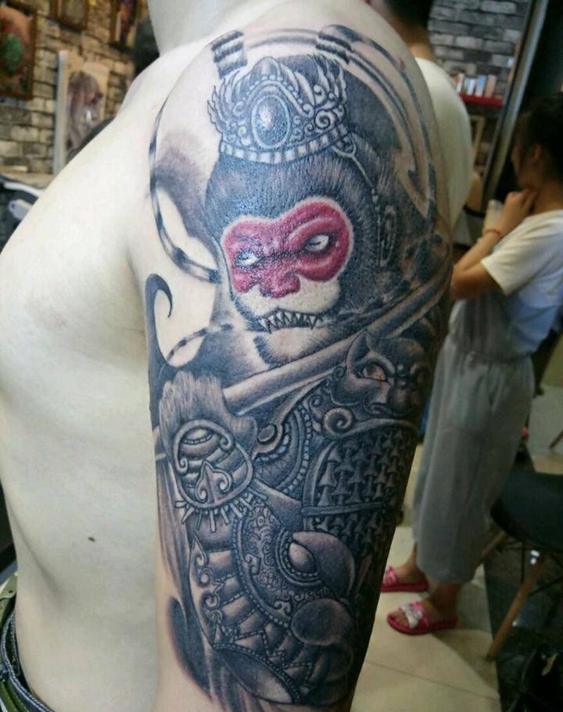 斗阵圣佛纹身图片_手臂传统人物宗教成品纹身图案