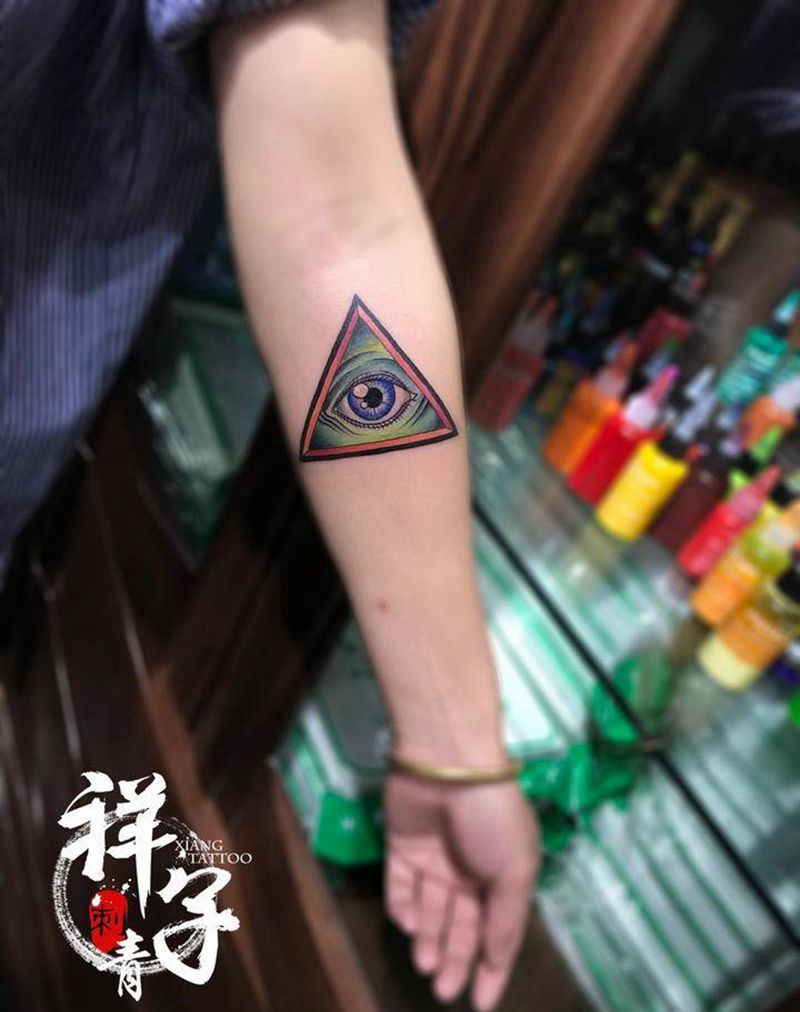 眼纹身图片_成品手臂欧美几何静物纹身图案
