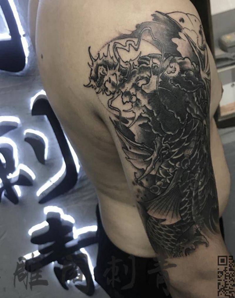 鳌鱼遮盖作品纹身图片