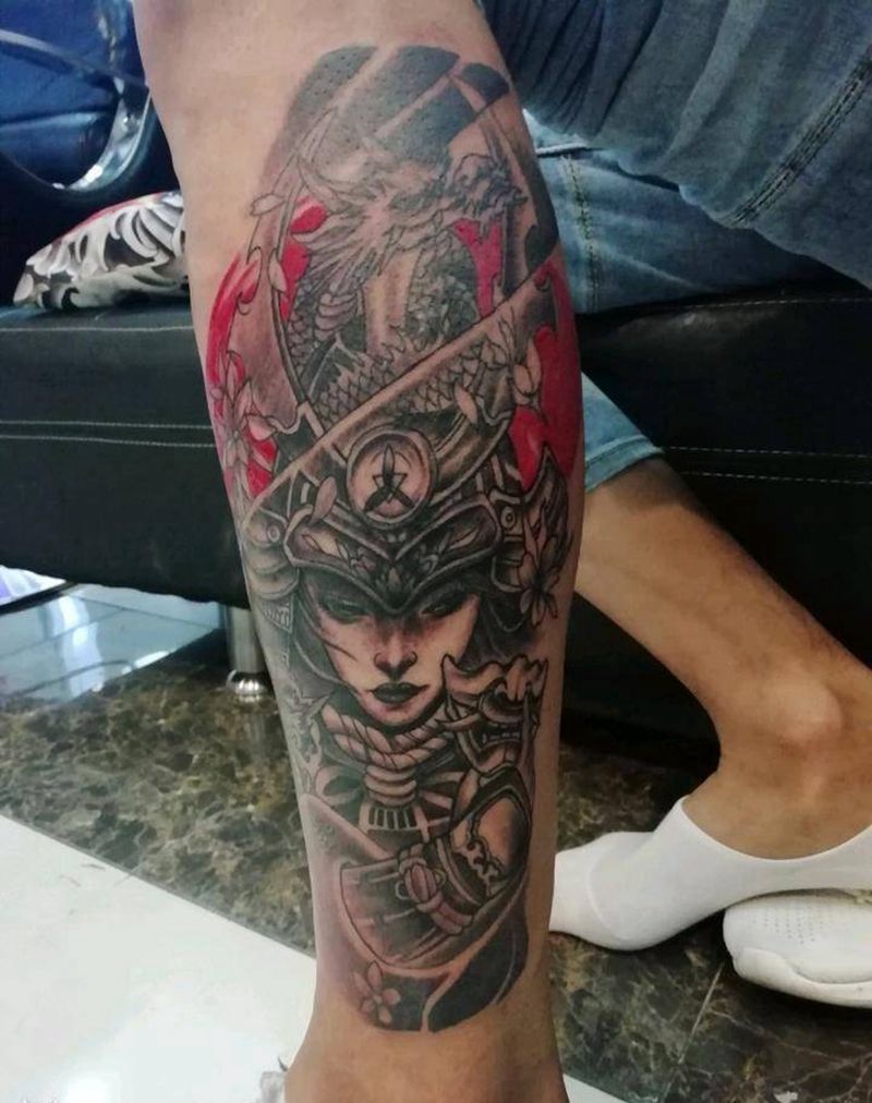 艺伎纹身，龙姬，武士纹身纹身图片_腿部肩部新传统纹身图案