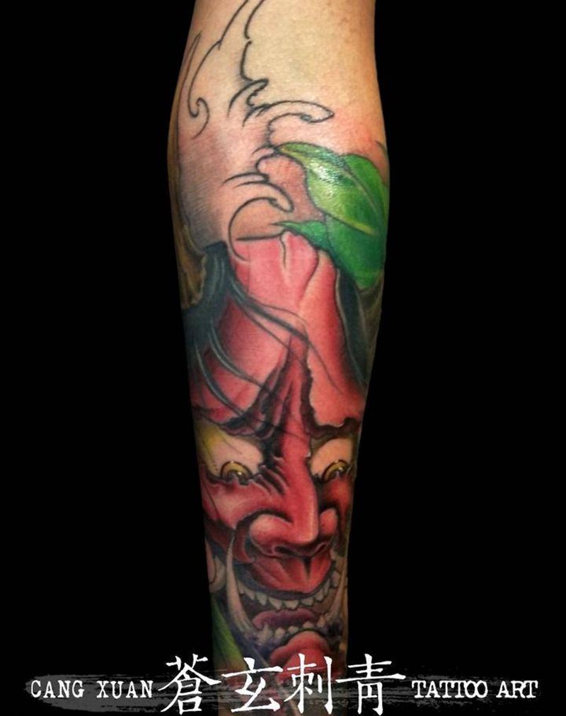 般若牡丹包小臂纹身图片_手臂新传统老传统般若牡丹纹身图案