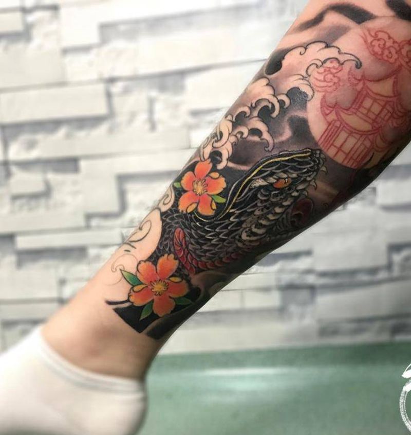 传统包小腿未完纹身图片