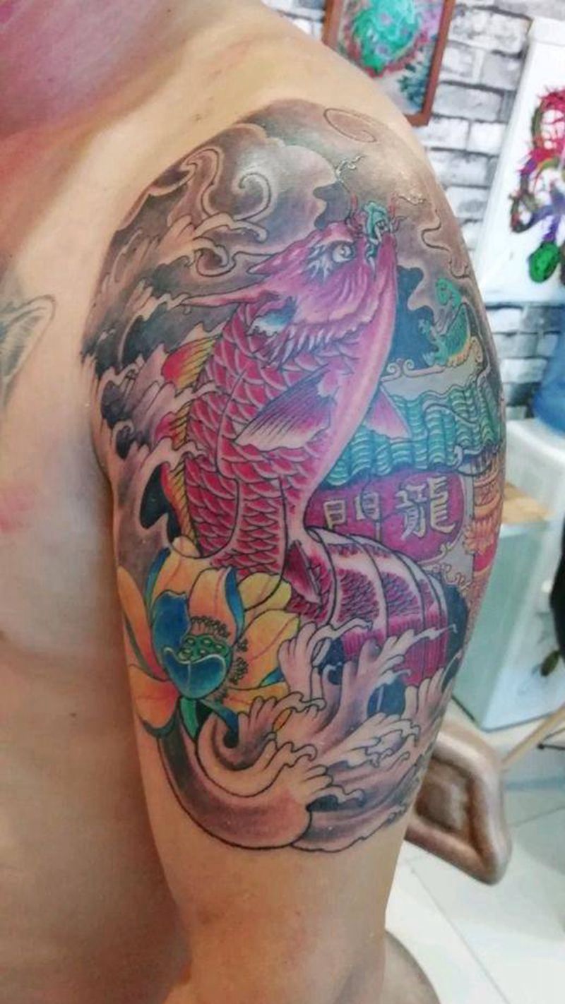 鲤鱼越龙门纹身图片