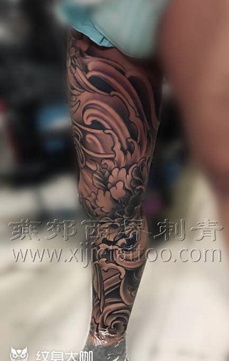 花腿 传统纹身图片_腿部脚部新传统老传统纹身图案