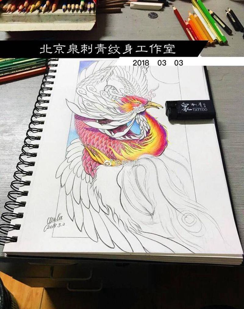 传统纹身手稿纹身图片_手稿插画传统动物纹身图案