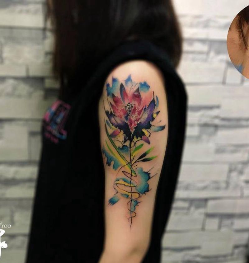 缤纷纹身图片_成品手臂清新原创植物国画纹身图案