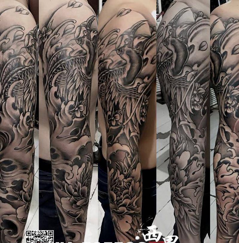 传统花臂纹身图片