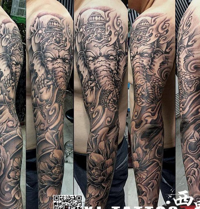 燕郊西界刺青纹身图片_成品手臂传统习俗写实人物鬼神宗教纹身图案