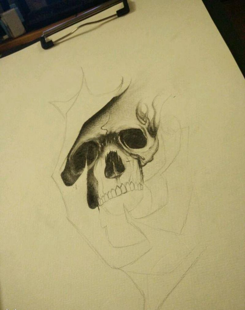 暗黑骷髅纹身图片_腿部腹部欧美写实新传统骷髅骷髅纹身暗黑骷髅纹身图案