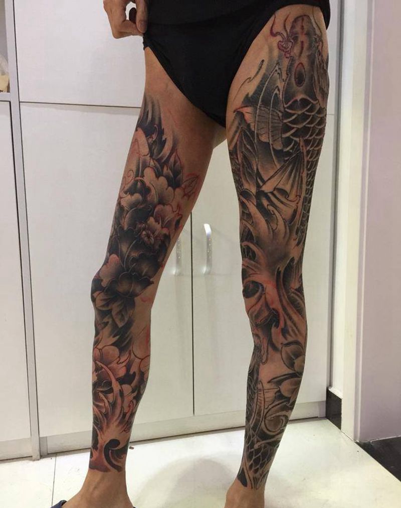 包双腿-未完成纹身图片