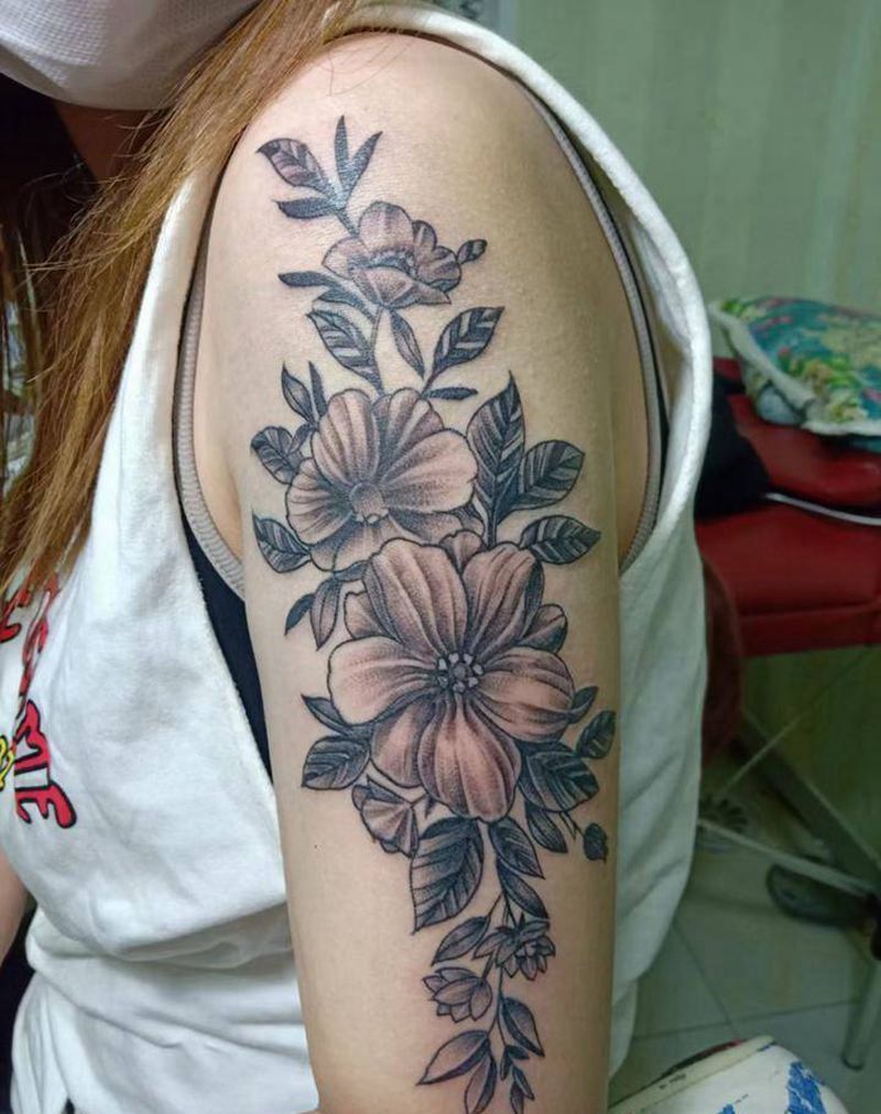 素花纹身图片_手臂纹身图案