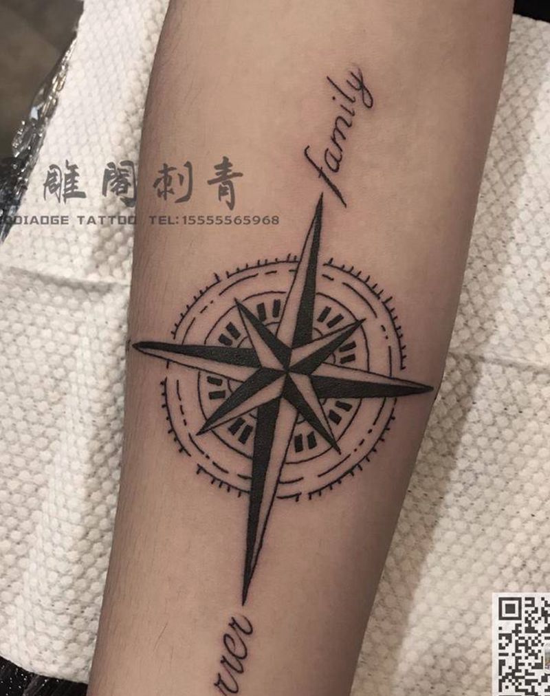 指南针纹身图片
