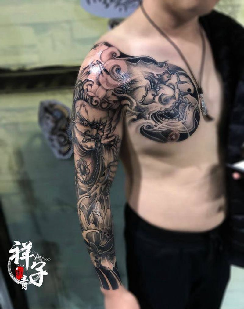 你要露纹身了么纹身图片_成品手臂胸部传统植物动物鬼神静物原创纹身图案