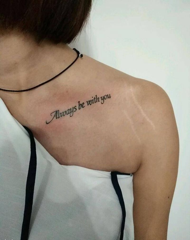 锁骨英文纹身图片