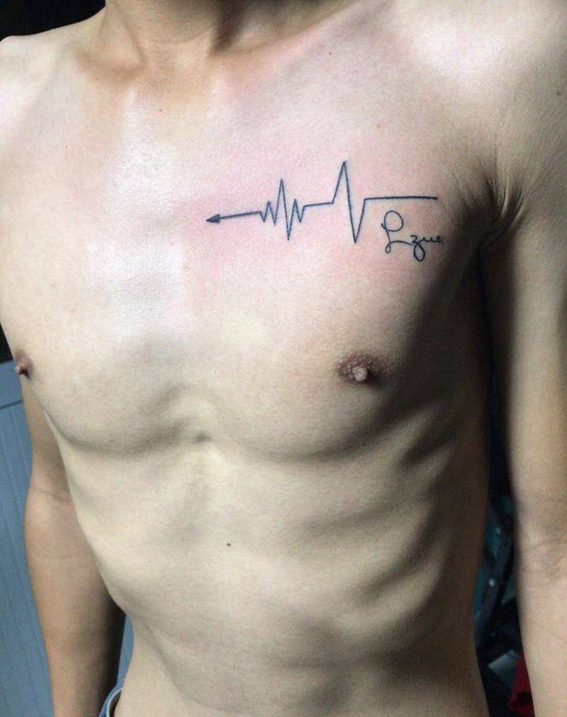 心电图纹身图片