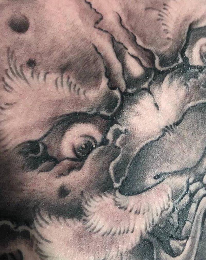唐狮子未完成纹身图片