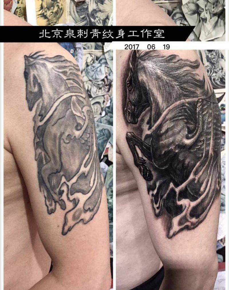 修补完善旧纹身纹身图片_成品手臂写实动物修补完善纹身图案