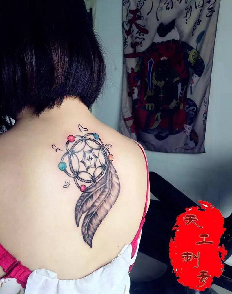 捕梦网纹身图片