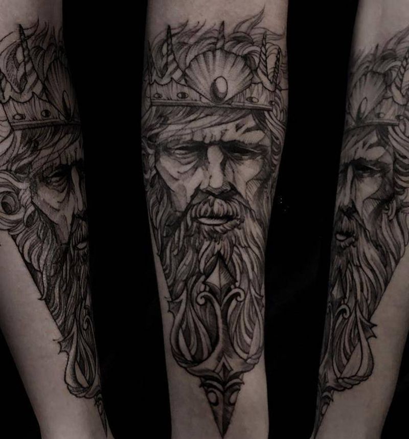 线条纹身图片_成品手臂清新肖像纹身图案