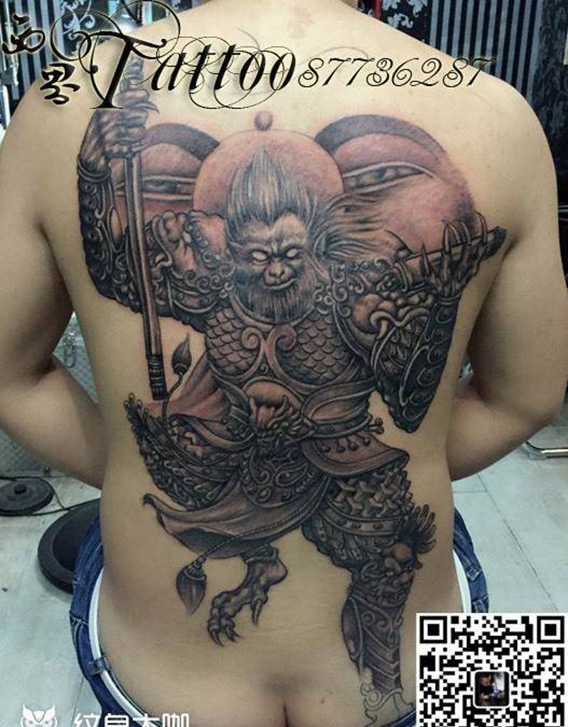 进行中……纹身图片_成品背部传统人物纹身图案