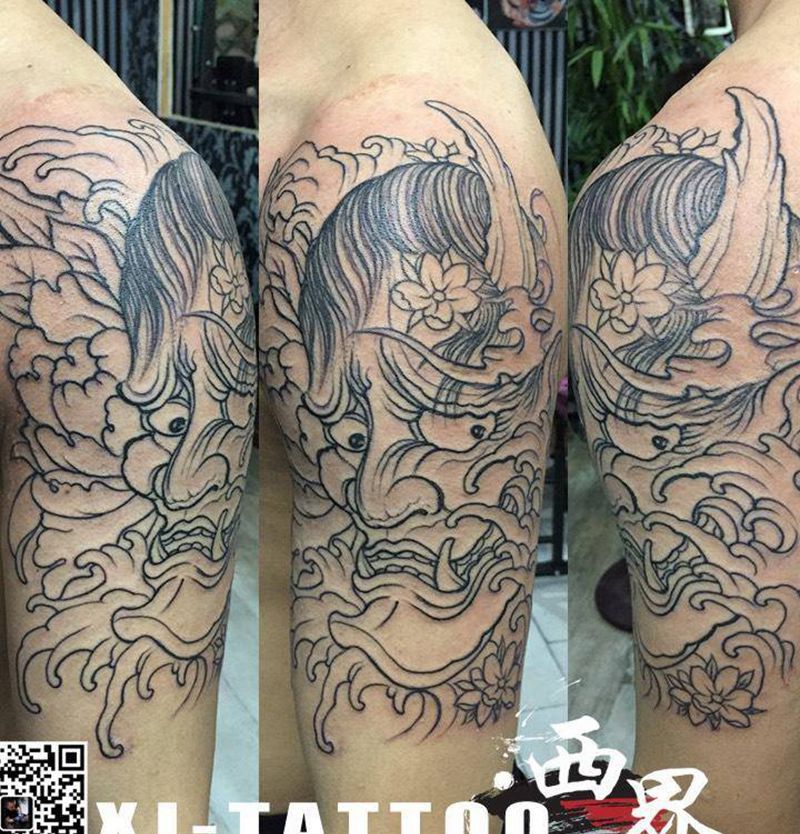 燕郊西界刺青纹身图片_成品手臂传统人物鬼神纹身图案
