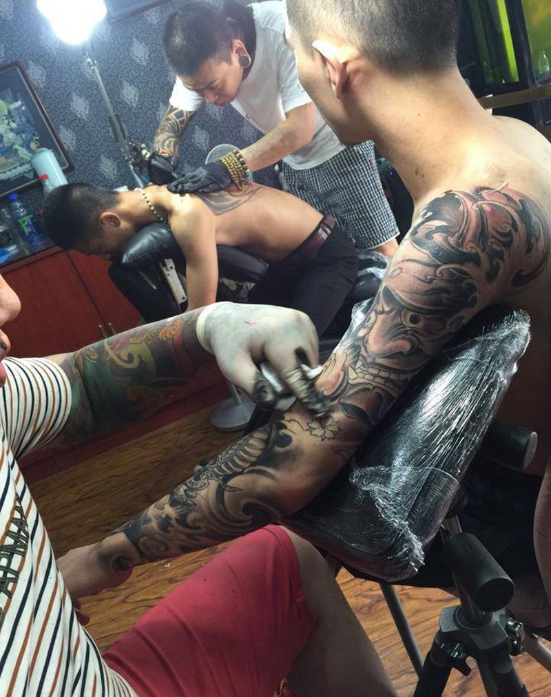 般若象神花臂纹身图片