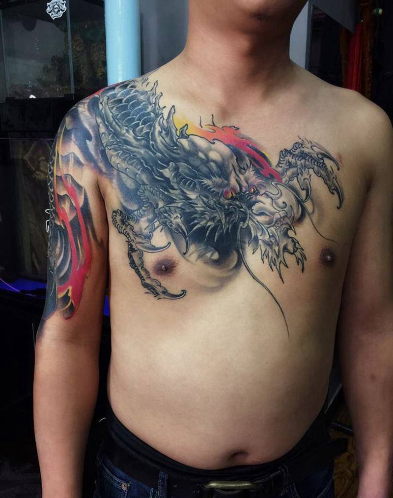 过肩龙纹身图片