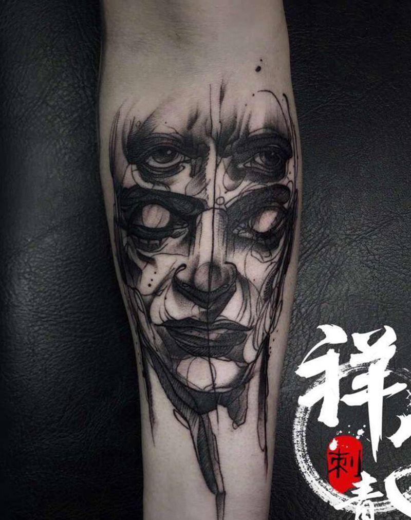 善变纹身图片_手臂点刺欧美写实纹身图案