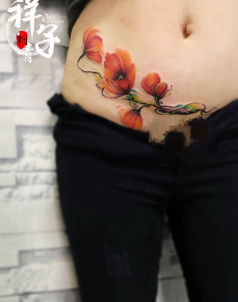 疤痕遮盖纹身图片