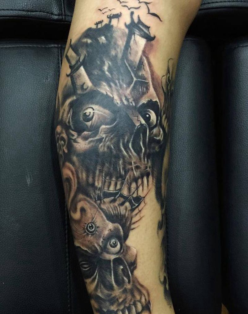 骷髅为完成纹身图片