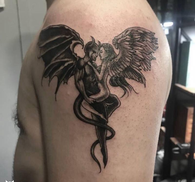 恶魔天使纹身图片