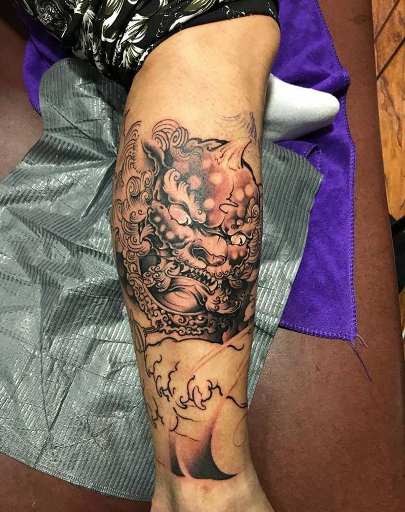 唐狮-未完成纹身图片