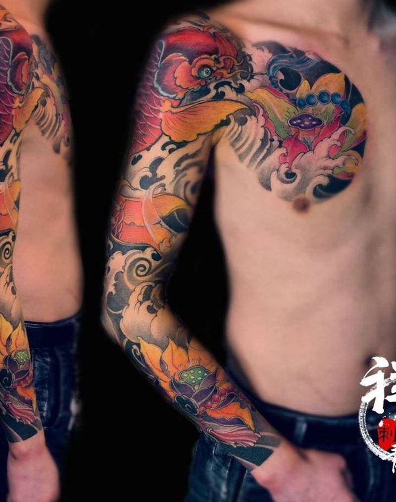 传统花臂纹身图片