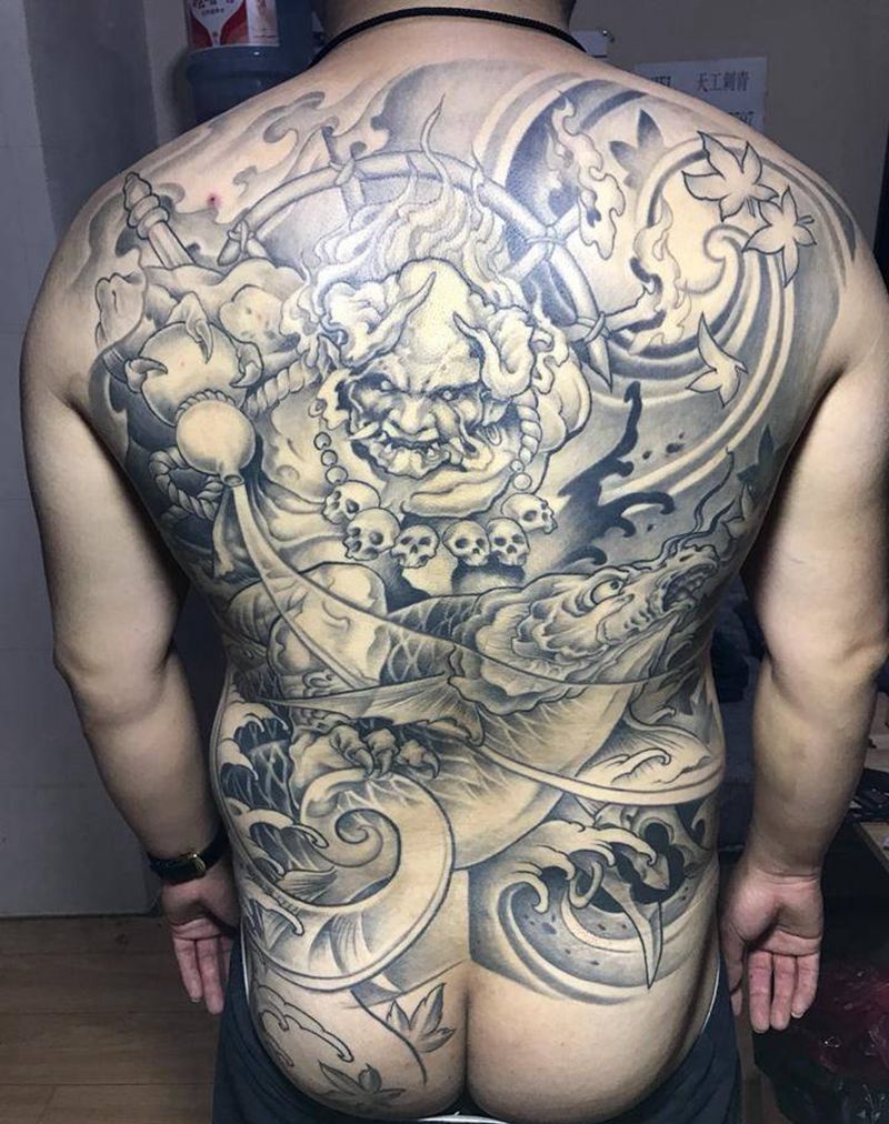 夜叉巡海纹身图片