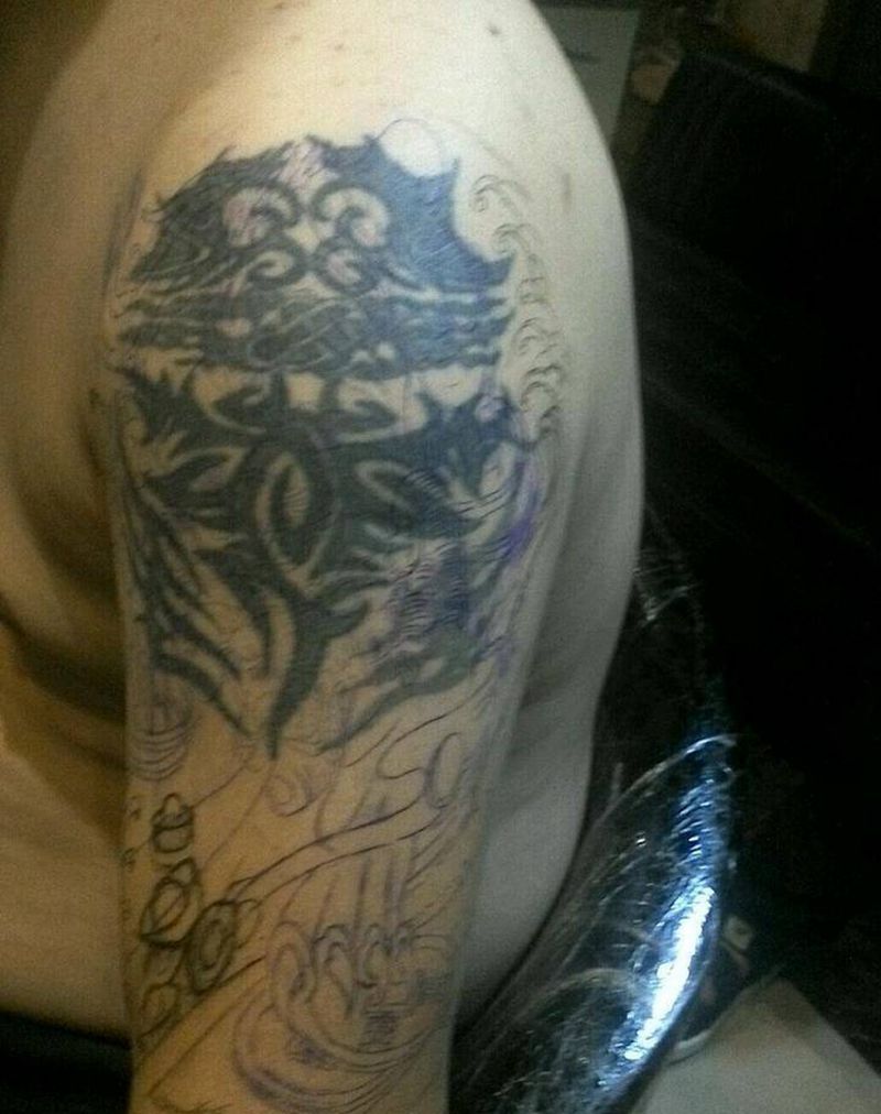 遮盖纹身纹身图片_肩部手臂腿部传统习俗肖像写实鬼神廊坊纹身成品纹身图案