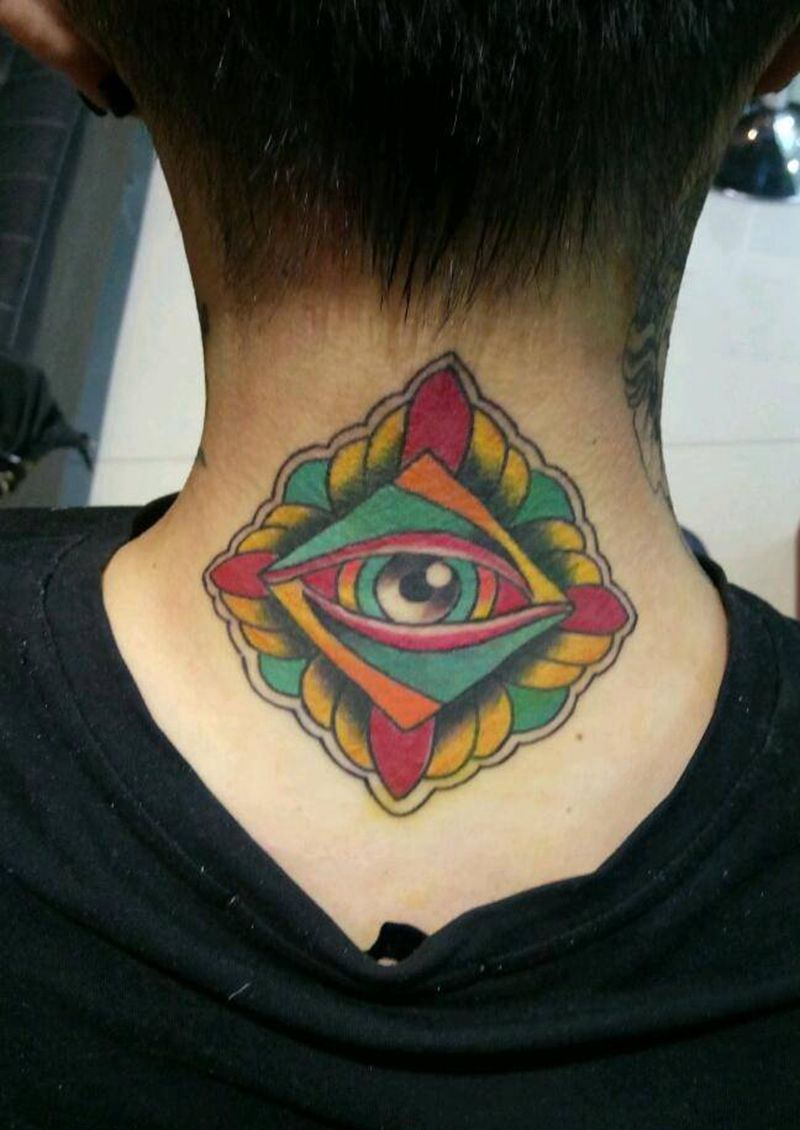 眼纹身图片_颈部欧美人物廊坊纹身廊坊魅力廊坊万达万达纹身成品纹身图案