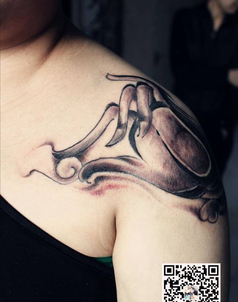 佛手遮盖,图四遮盖前!纹身图片