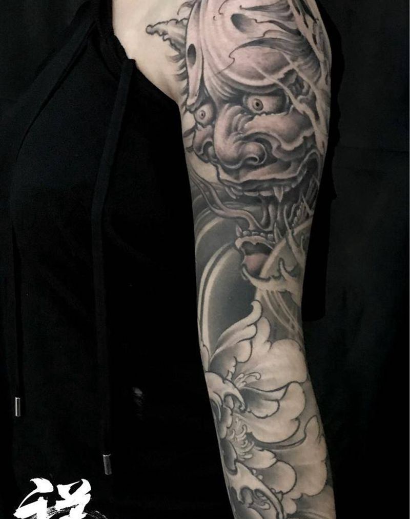 般若波罗蜜纹身图片_成品手臂传统鬼神纹身图案