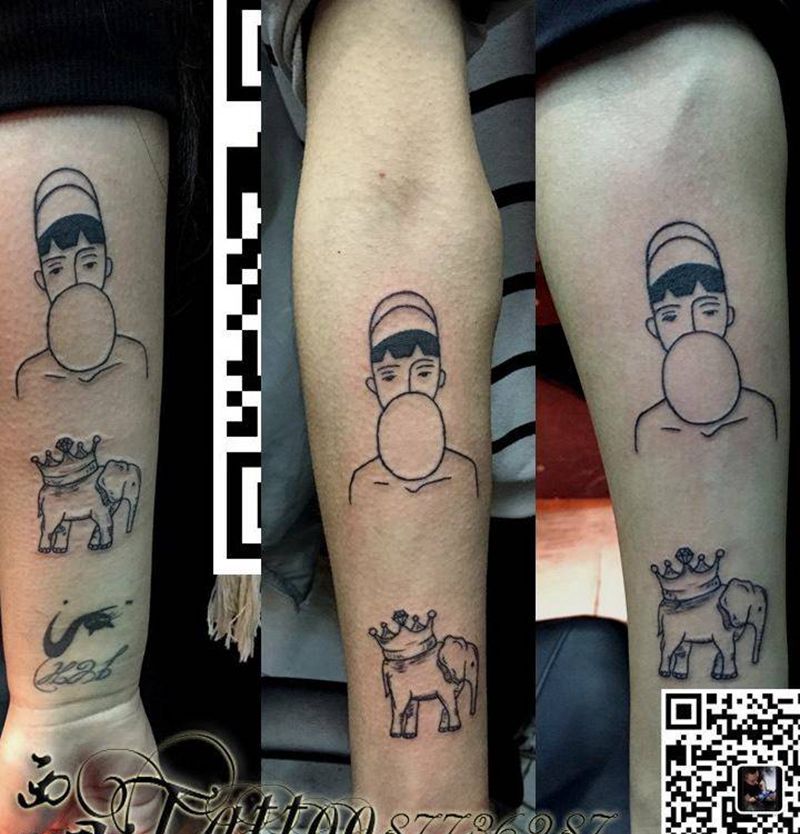 气球纹身图片_成品手臂欧美字符贴纸人物原创纹身图案