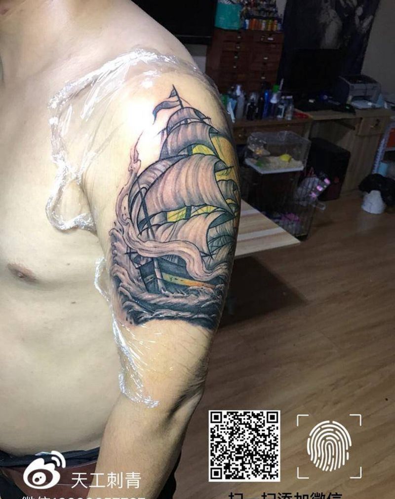 帆船⛵纹身图片