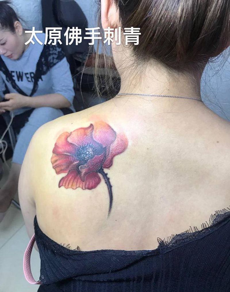 遮盖纹身图片_背部水墨纹身图案